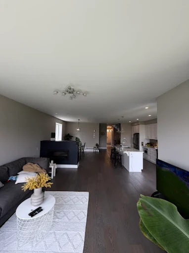 Open concept living room and kitchen repaint