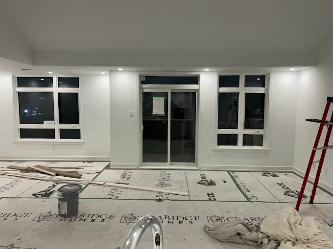Freshly painted room ready for finishing